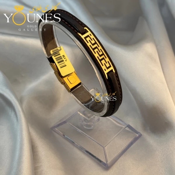 دستبند طلا چرم مردانه ورساچه L122 ورساچ